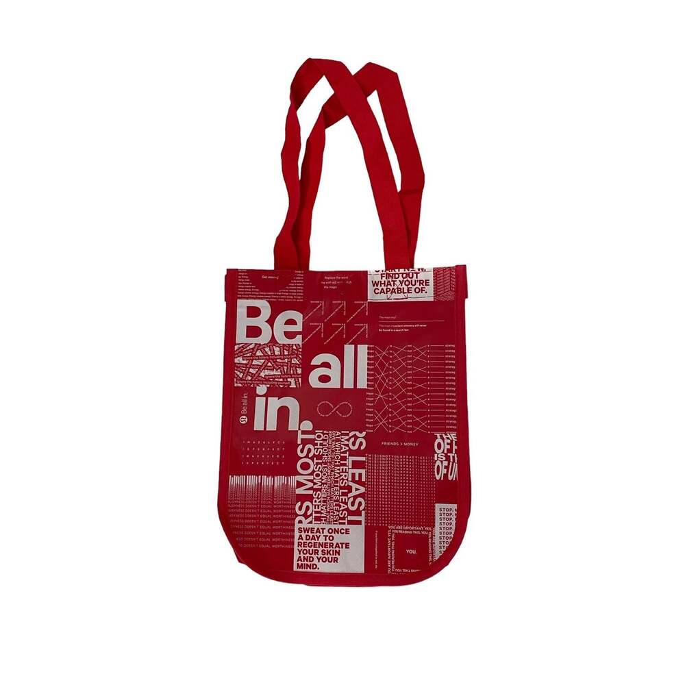 Lululemon red and white lululemon large shopper tote bag